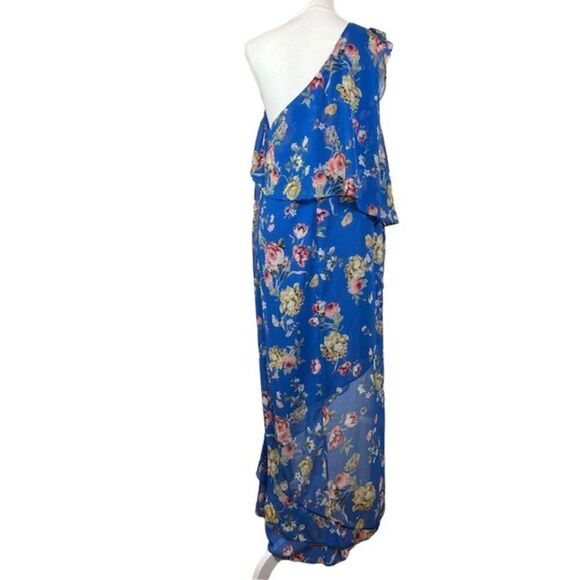 Slate & Willow Blue‎ Floral Chiffon Tiered Ruffle Maxi Dress Women's Size 0 - Picture 5 of 11